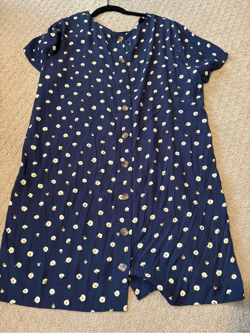 Madewell Navy Daisy Print Dress